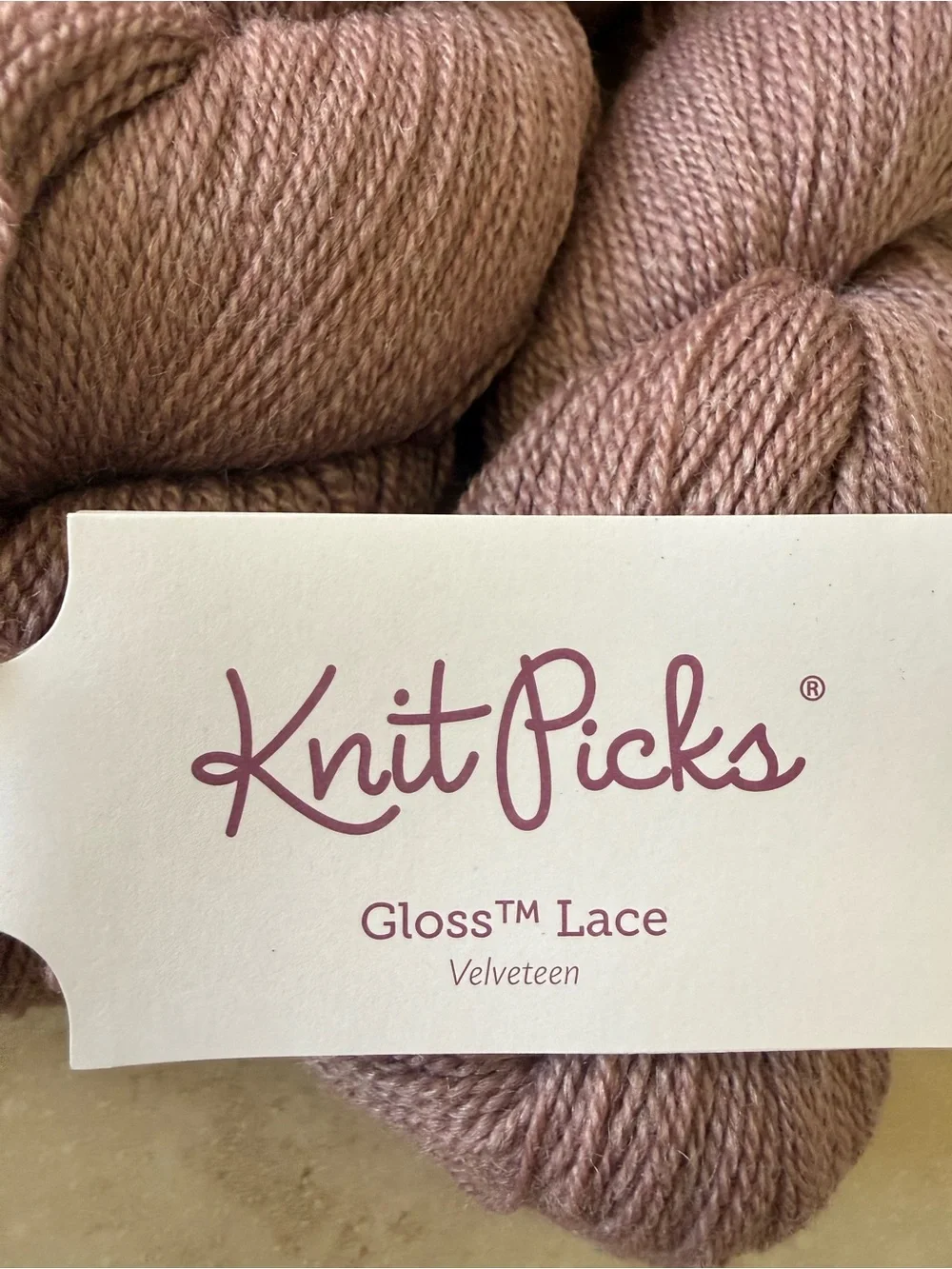 Knit Picks Gloss Lace Yarn - Velveteene (Mauve) - 2 Hanks